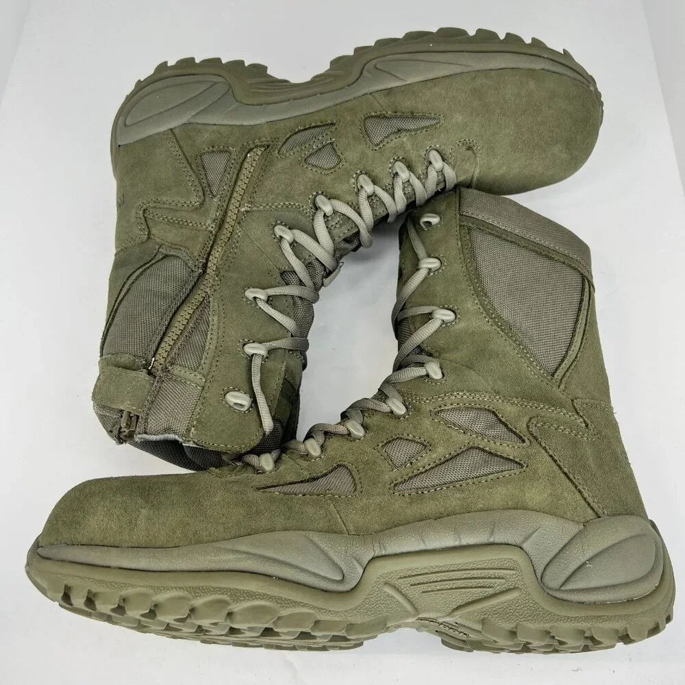Reebok Mens RB8990 Sage Green Rapid Response With Zipper Size 14M Tactical Boots
